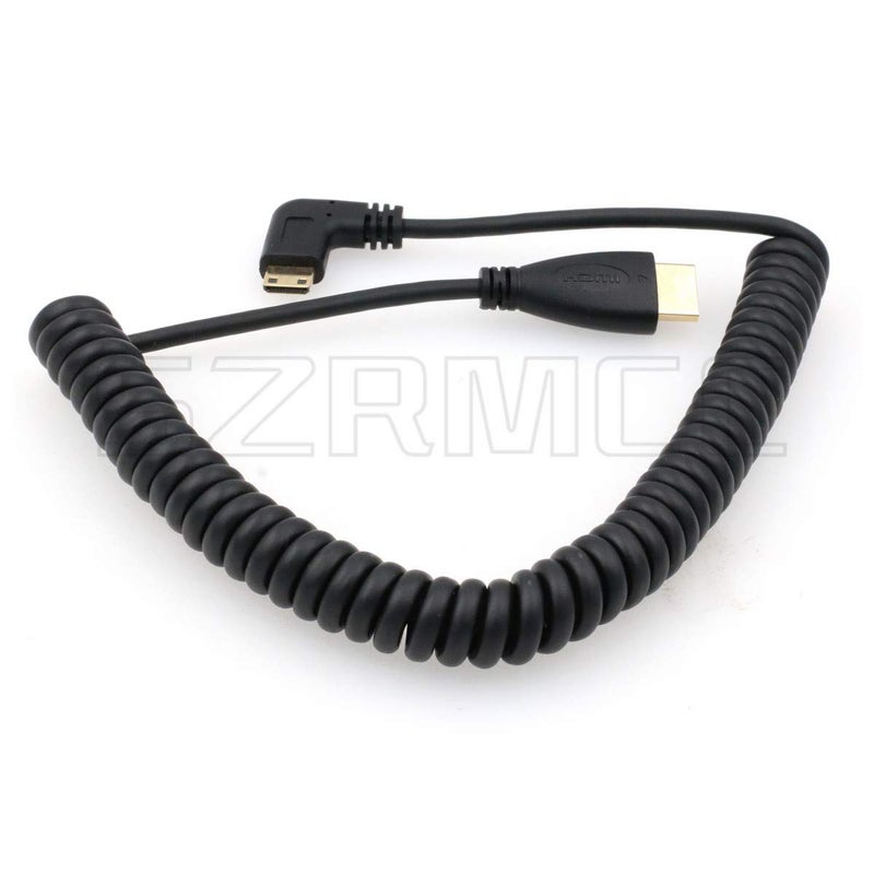 SZRMCC Left Angled Mini HDMI to Full HDMI High Speed Coiled Cable for Canon Sony DSLR Camera ATOMOS Monitor (Left Mini HDMI-HDMI) - Image 2